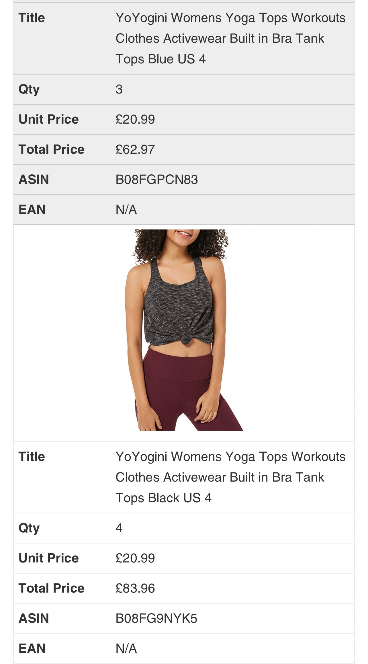 Yo Yogini Womens Yoga Tops Workouts Clothes Activewear Built in Bra Ta – D  SANI LTD