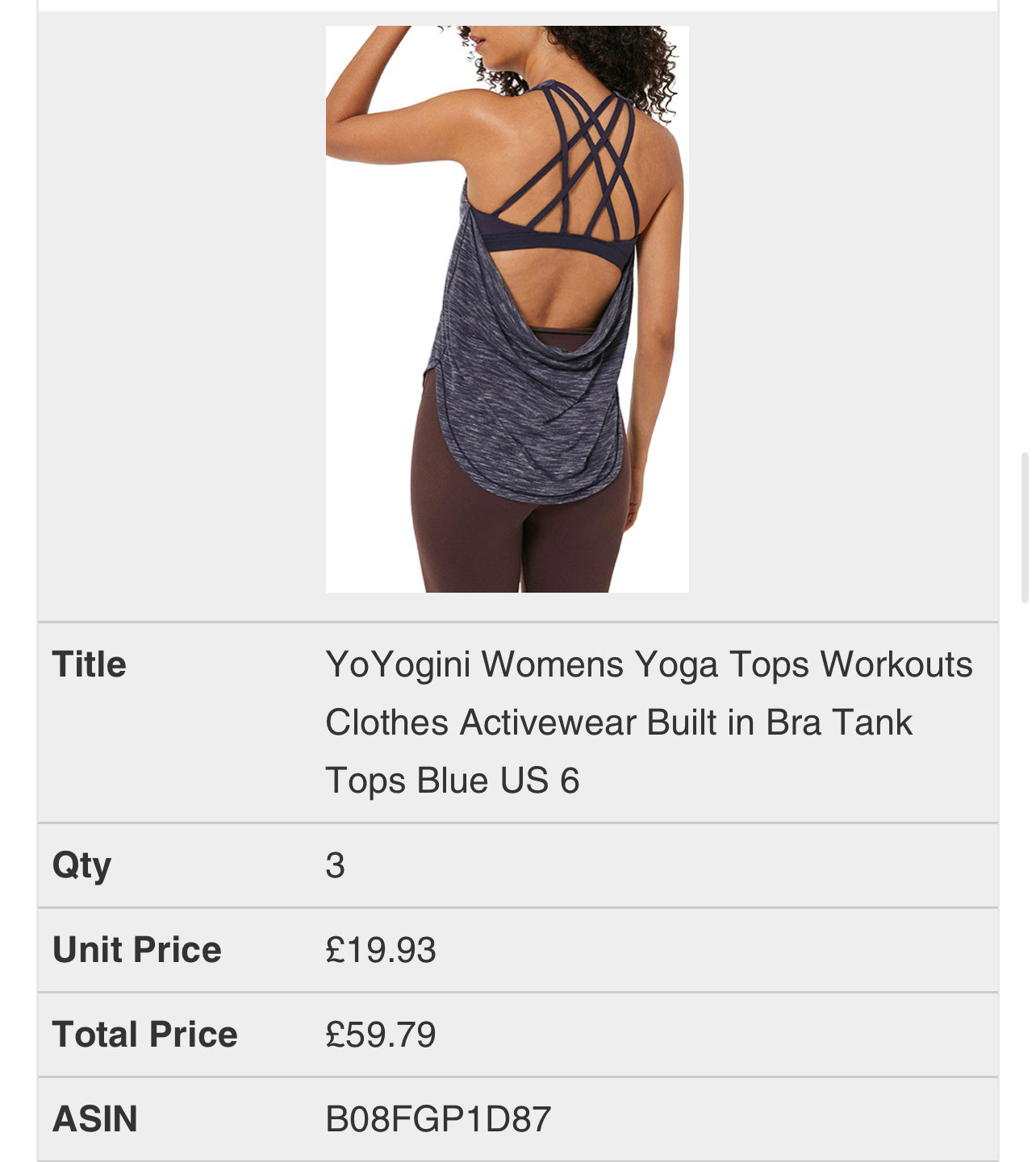 Yo Yogini Womens Yoga Tops Workouts Clothes Activewear Built in Bra Ta – D  SANI LTD